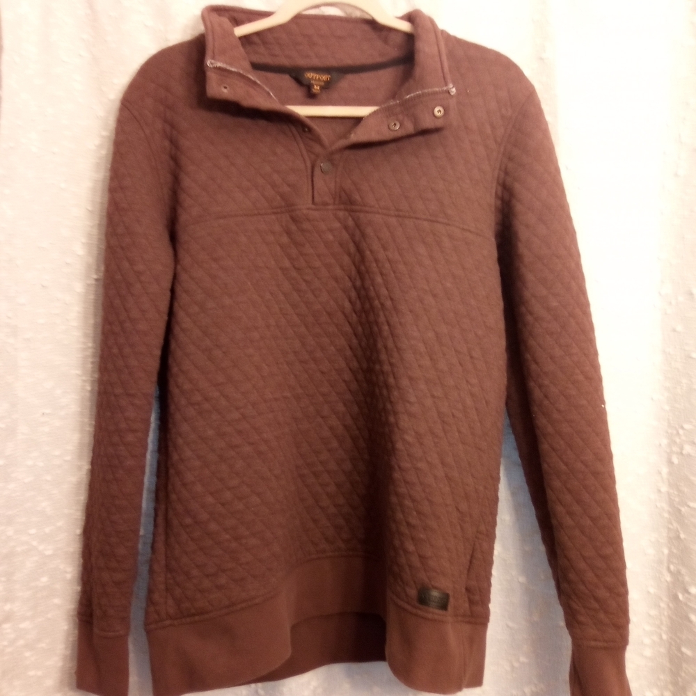 Outpost Makers Outdoor Men's Quilted Brown Sweater With Buttons  Size Medium
